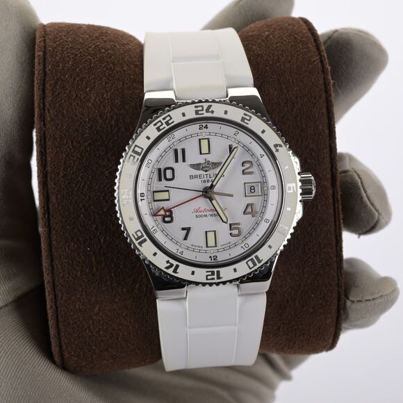 Breitling Superocean GMT A32380 White Automatic 41mm Men's Watch Full Set - Picture 3 of 15